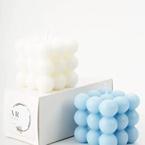 Blue & White Bubble Candle | Scented Candle for Home | Cube Candles with 100% Cotton Wick | Natural Soy Wax Candle | Best Smelling Candles for Home Decor & Gifting | 2 Pieces Candle for Men & Women