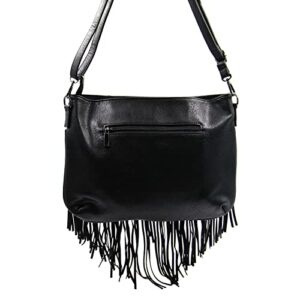 Women’s Faux Leather Hobo Crossbody Bag Handbag Fringe Purse Tassel Shoulder Message Bag Satchel