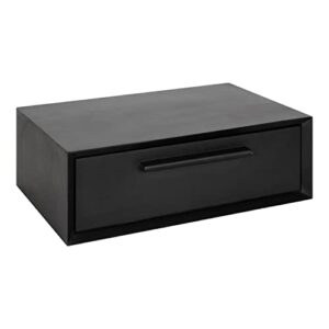 kate and laurel mccutcheon floating wood storage shelf, 18 x 12 x 6, black, decorative transitional floating wall shelf with a concealed cubby compartment