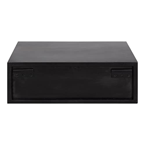 Kate and Laurel McCutcheon Floating Wood Storage Shelf, 18 x 12 x 6, Black, Decorative Transitional Floating Wall Shelf with a Concealed Cubby Compartment