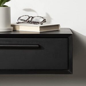 Kate and Laurel McCutcheon Floating Wood Storage Shelf, 18 x 12 x 6, Black, Decorative Transitional Floating Wall Shelf with a Concealed Cubby Compartment