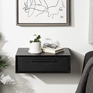 Kate and Laurel McCutcheon Floating Wood Storage Shelf, 18 x 12 x 6, Black, Decorative Transitional Floating Wall Shelf with a Concealed Cubby Compartment