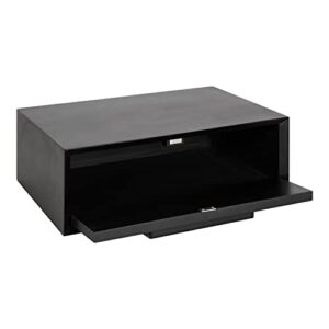 Kate and Laurel McCutcheon Floating Wood Storage Shelf, 18 x 12 x 6, Black, Decorative Transitional Floating Wall Shelf with a Concealed Cubby Compartment