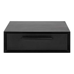 Kate and Laurel McCutcheon Floating Wood Storage Shelf, 18 x 12 x 6, Black, Decorative Transitional Floating Wall Shelf with a Concealed Cubby Compartment