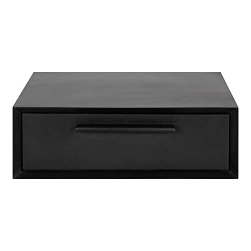 Kate and Laurel McCutcheon Floating Wood Storage Shelf, 18 x 12 x 6, Black, Decorative Transitional Floating Wall Shelf with a Concealed Cubby Compartment