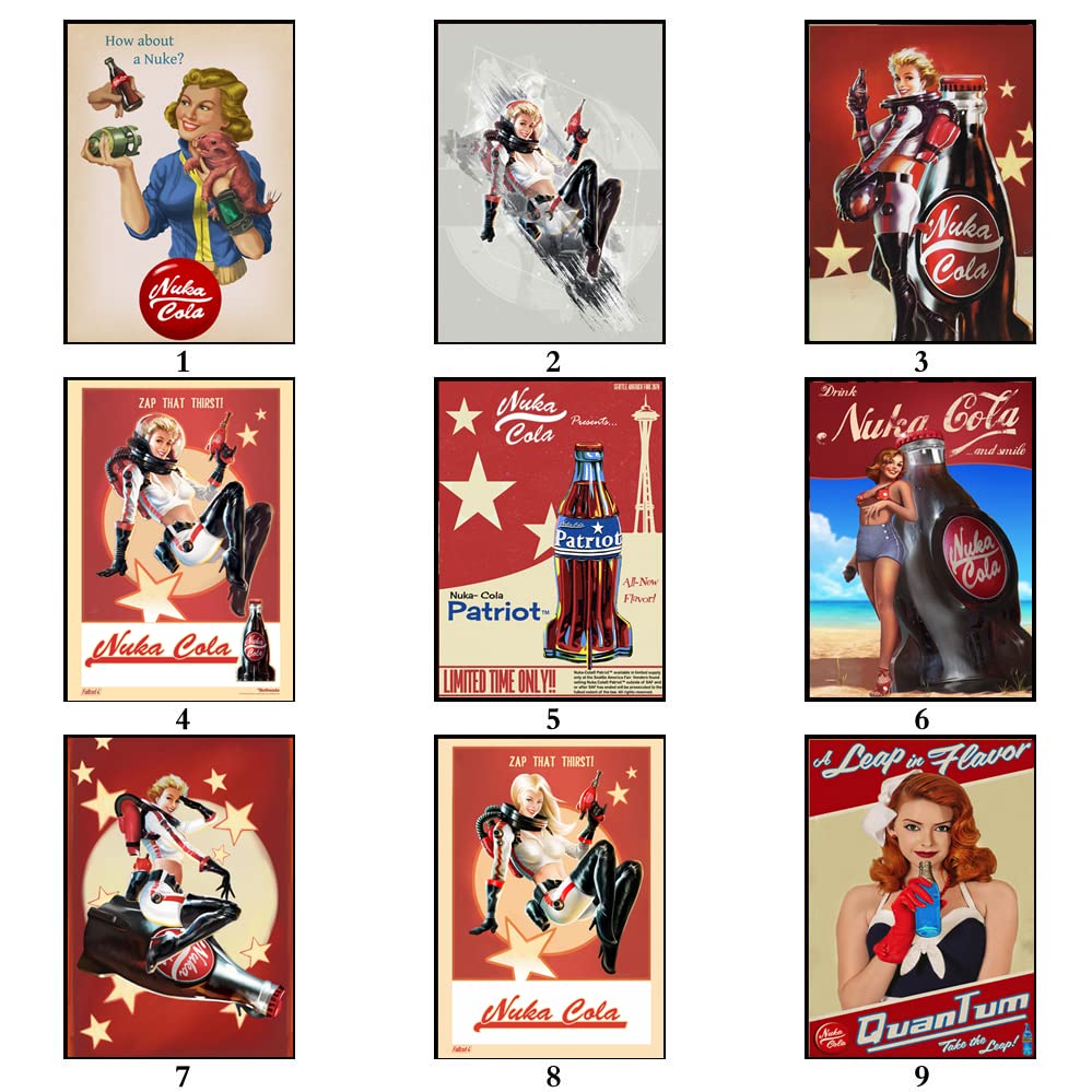 NA Set of 9pcs Vintage Nuka Cola Pin-up girl Poster Alternative Wall Art Home Decal Unframed 11.6x16.5inch(30x42cm) X9pcs