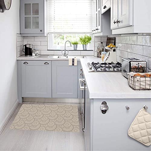 Shape28 Small Area Rug Mat Ultra-Thin Kitchen Rug Entrance Mat with Non Slip Rubber Backing Szie 20 inches x 16 inches Color Latte Design 1S