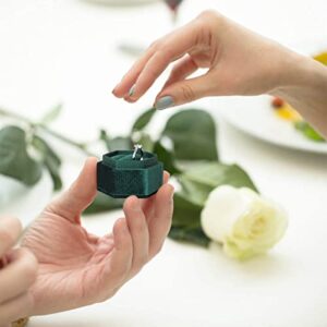 muchly Velvet Ring Box, Hexagon Ring Bearer Box with Detachable Lid, Engagement Wedding Box, Gorgeous Vintage Double Slots Ring Box for Proposal Engagement Wedding Ceremony (Emerald Green)…