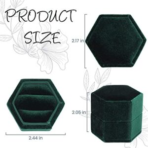 muchly Velvet Ring Box, Hexagon Ring Bearer Box with Detachable Lid, Engagement Wedding Box, Gorgeous Vintage Double Slots Ring Box for Proposal Engagement Wedding Ceremony (Emerald Green)…