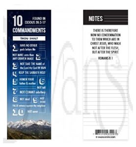 christian bookmarks – inspirational religious bookmarks for kids, teens, men or women – bible bookmarks with scriptures – 10 commandments from exodus 20:3-17 – package of 25