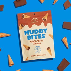 Muddy Bites Waffle Cone Snacks Chocolate Filled Bite Sized Cones (Pack of 5)