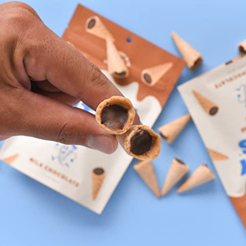 Muddy Bites Waffle Cone Snacks Chocolate Filled Bite Sized Cones (Pack of 5)