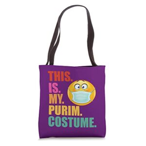 this is my purim costume funny jewish face mask tote bag