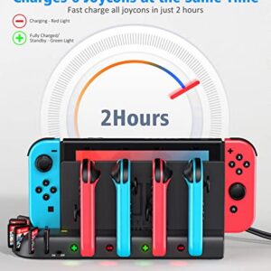 Switch Controller Charging Dock Station Compatible with Nintendo Switch & OLED Model Joycons, KDD Switch Controller Charger Dock Station with Upgraded 8 Game Storage for Nintendo Switch Joycon & Games