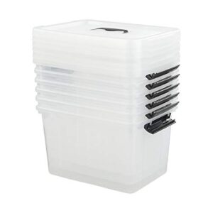 nesmilers 6-pack latch storage boxes with lids and handles, clear plastic box bin, 10 liters