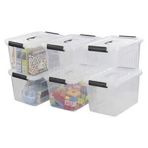Nesmilers 6-pack Latch Storage Boxes with Lids and Handles, Clear Plastic Box Bin, 10 Liters