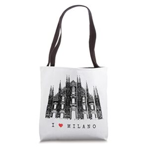 milan cathedral vintage skyline italy fan i love milano tote bag
