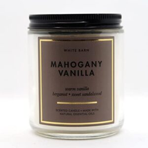 bath & body works, white barn 1-wick candle w/essential oils – 7 oz – new core scents! (mahogany vanilla)