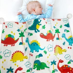 andywoo dinosaur baby blanket for boys and girls, dinosaur toddler blanket, warm soft fluffy lightweight fleece blanket with colorful and cute cartoon dinosaur design on both sides, 30×40 inches