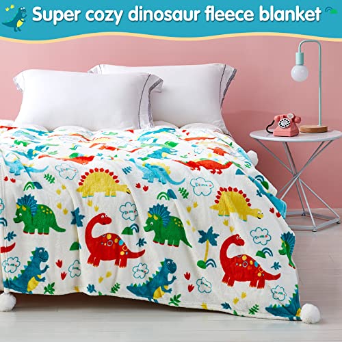 Andywoo Dinosaur Baby Blanket for Boys and Girls, Dinosaur Toddler Blanket, Warm Soft Fluffy Lightweight Fleece Blanket with Colorful and Cute Cartoon Dinosaur Design on Both Sides, 30x40 Inches