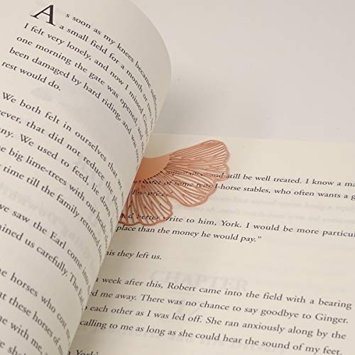 yueton Metal Leaf Tassel Bookmarks Ginkgo Leaf Bookmarkers Rose Gold Plated Brass Page Marker for Book Lovers