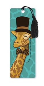 dimension 9 3d lenticular bookmark with tassel, giraffe monocle (lbm421)