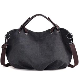mudono top handle handbag for women large capacity shoulder bag canvas crossbody bag casual tote bag retro satchel purse