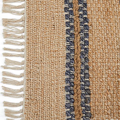 Pebble & Crane - Aberdeen Rug - Woven Throw Rug - Jute and Cotton - Area Rug for Kitchen, Living Room, Bedroom, and More - Tassel Trim - 27” x 45” - Grey