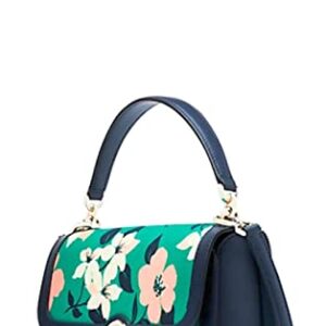 Kate Spade Lily Blooms Printed Canvas Flap Top Handle Satchel Crossbody Green