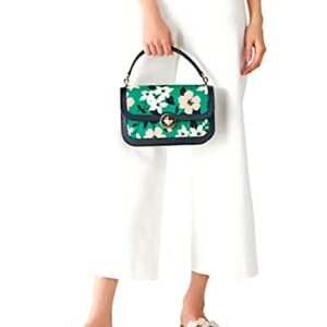 Kate Spade Lily Blooms Printed Canvas Flap Top Handle Satchel Crossbody Green