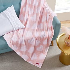 betsey johnson home | plush collection | throw – ultra-soft & cozy fleece, lightweight & luxuriously warm, perfect for bed or couch, dotted heart 50 x 70