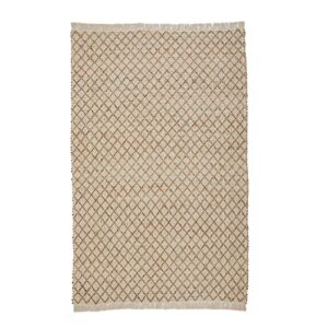 Pebble & Crane - Exeter Rug - Woven Throw Rug - Jute and Cotton - Area Rug for Kitchen, Living Room, Bedroom, and More - Solid Trim - 27” x 45” - Natural and Beige