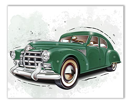 Blue River Classic Cars Wall Art Decor Prints - Set Of 6 (8x10) Inch Poster Photos, 8 x 10 Inch