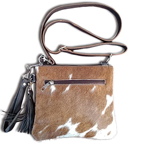 Cowhide Purse Crossbody Handbag Clutch Brown White Cow Hide Hair on Calf Hide Leather Fur | Women Cowhide Crossbody Purse Bag