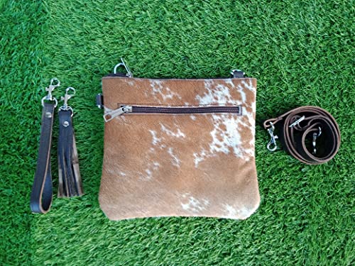 Cowhide Purse Crossbody Handbag Clutch Brown White Cow Hide Hair on Calf Hide Leather Fur | Women Cowhide Crossbody Purse Bag