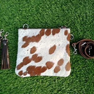 Cowhide Purse Crossbody Handbag Clutch Brown White Cow Hide Hair on Calf Hide Leather Fur | Women Cowhide Crossbody Purse Bag