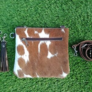 Cowhide Purse Crossbody Handbag Clutch Brown White Cow Hide Hair on Calf Hide Leather Fur | Women Cowhide Crossbody Purse Bag