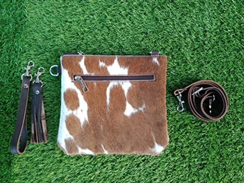 Cowhide Purse Crossbody Handbag Clutch Brown White Cow Hide Hair on Calf Hide Leather Fur | Women Cowhide Crossbody Purse Bag