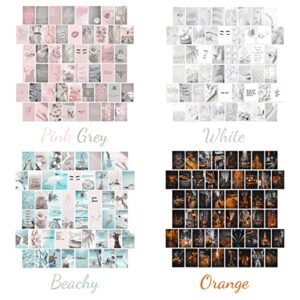 KONGSY Pink Wall Collage Kit (50pcs, 4x6inch) - Pink & Grey Room Decor for Girls, Wall Decor for Bedroom, Dorm