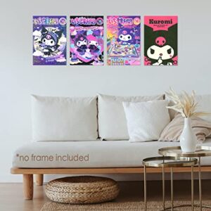 ArtBiz Kawai Anime Posters Cute Canvas Wall Art Prints Teen Girls Bedroom Room Decor 4PCS 08x12 Inch