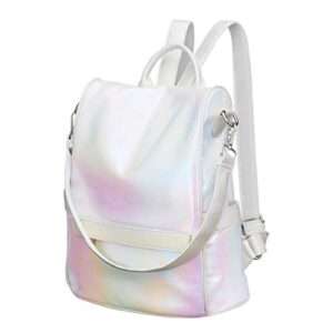 galpada women backpack holographic rainbow shoulder bag satchel travel daypacks leather purse anti- theft backpack for lady girls