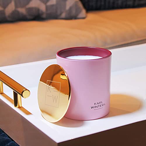 Parisian Rose Candle | Luxury Candle for Home | Rose Floral Scent | High End Candle Made With Premium Rose Oils | Matte Pink 8 oz. Jar | Gold Lid | Karl Winters Co (Rose + Gold)