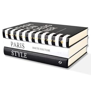 Fashion Decorative Book Stack,Set of 3 Hardcover Modern Decorative Books,Fashion Design Book Set for Coffee Table(FASHION/PARIS/STYLE)