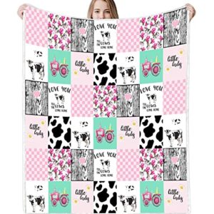 Cow Blanket Cute Cow Print Blanket Cow Beding Sherpa Fleece Throw Blanket Farm Animals Blanket Warm and Plush Cow Print Throw Blankets for Bed Sofa（Pink，(40 x 50 in)）