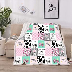 Cow Blanket Cute Cow Print Blanket Cow Beding Sherpa Fleece Throw Blanket Farm Animals Blanket Warm and Plush Cow Print Throw Blankets for Bed Sofa（Pink，(40 x 50 in)）