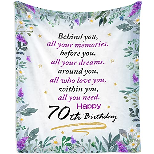 Mubpean 70th Birthday Gifts for Women - 70th Birthday Gifts Blanket - Best Gifts for 70 Year Old Woman - 70 Year Old Birthday Gifts for Woman - 70th Birthday Gift Ideas,Birthday Decor Blankets 60"x50"