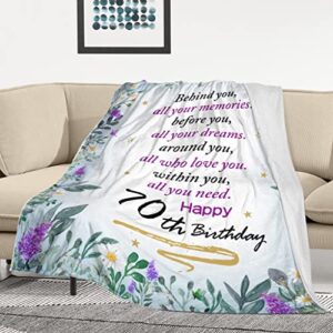 Mubpean 70th Birthday Gifts for Women - 70th Birthday Gifts Blanket - Best Gifts for 70 Year Old Woman - 70 Year Old Birthday Gifts for Woman - 70th Birthday Gift Ideas,Birthday Decor Blankets 60"x50"