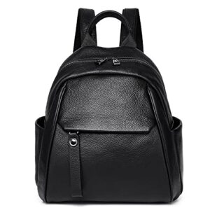 wesccimo genuine small leather backpack purse for women black real soft leather girls mini backpack daypacks satchel