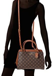 NINE WEST Endora Satchel, Brown Logo/TAN