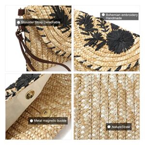 sealsea Straw Clutch Bags for Women Woven Straw Purses Embroidery Summer Beach Handbag Beach Clutch Purse